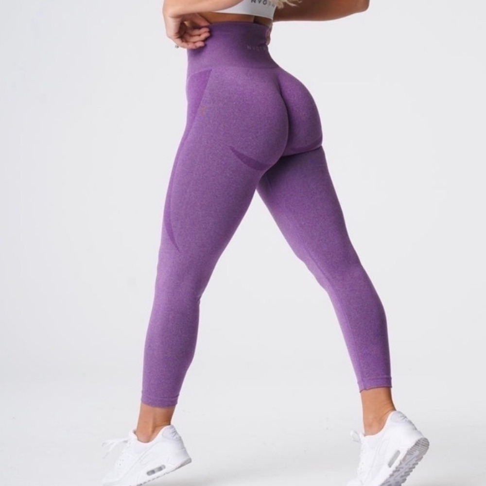 NVGTN Purple Marl Seamless Contouring High Waisted Workout Leggings Womens XL